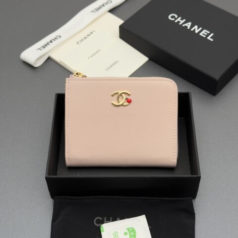 CHANEL 小香小拉链包系列 编号:5306 粉色牛皮金色五金