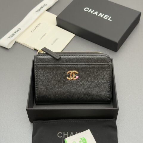CHANEL 小香小拉链包系列 编号:5304 黑色牛皮金色五金