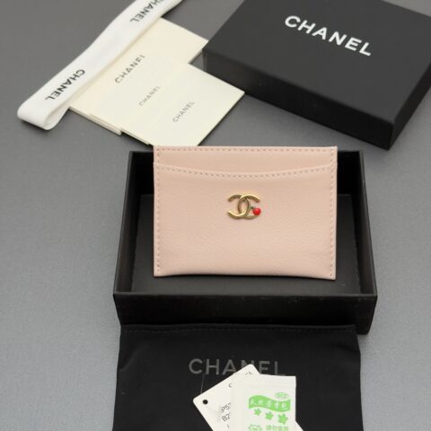 CHANEL 小香卡包系列 编号:5307   粉色牛皮金色五金