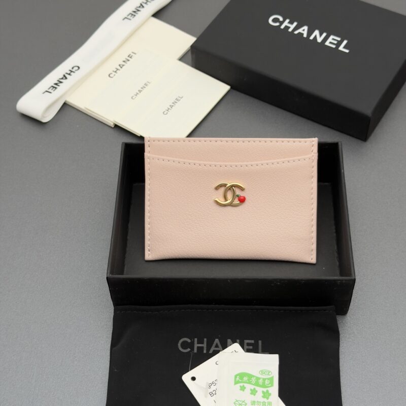 CHANEL 小香卡包系列 编号:5307 粉色牛皮金色五金