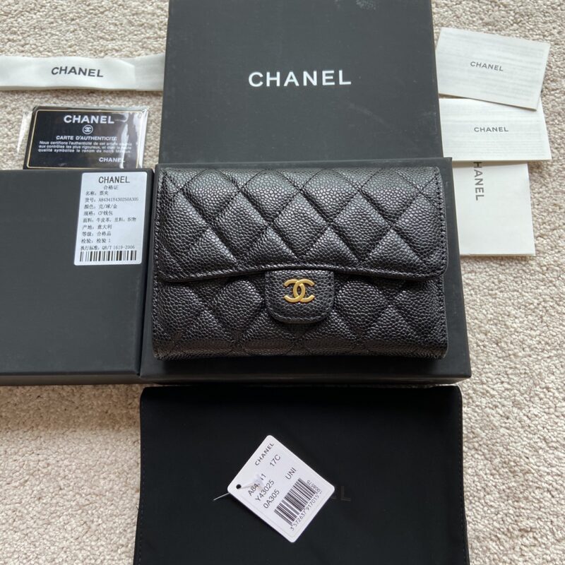CHANEL 小香进口意大利颗粒小牛皮  货号:A84341黑色球纹金色唛