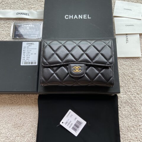 CHANEL 小香进口意大利颗粒小牛皮  货号:A84341黑色羊皮金色钢唛
