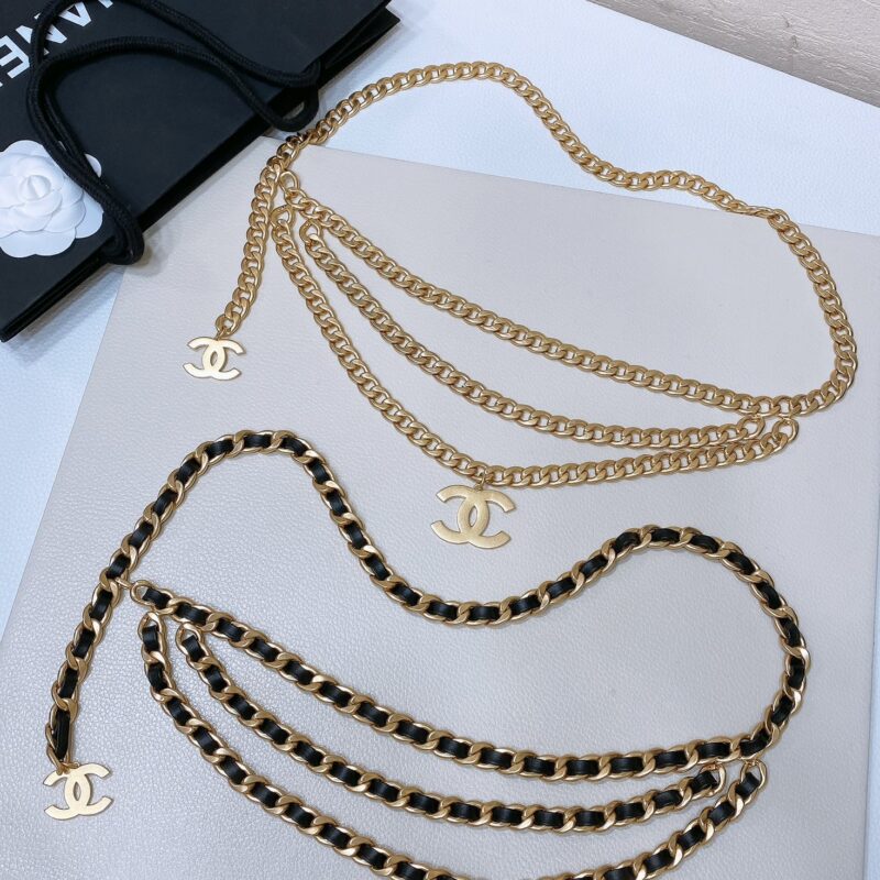 CHANEL 黄铜金属.经典链条logo腰链