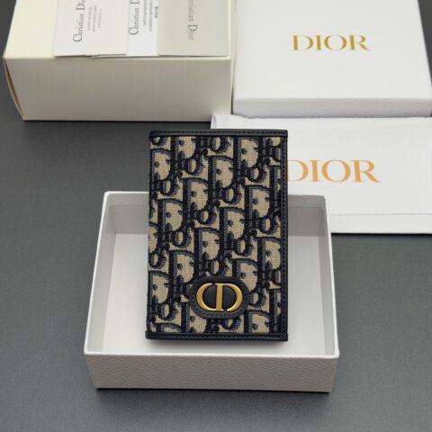 DIOR 30 Montaigne 护照套系列 型号：S2353 提花蓝/小牛皮