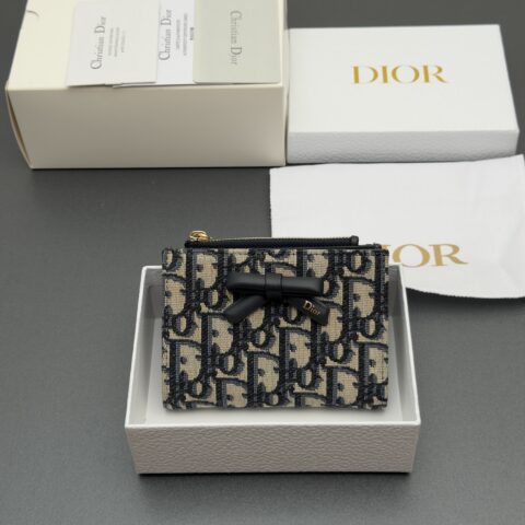 DIOR Promenade Dahlia 钱包系列 型号：S2503 提花蓝/小牛皮