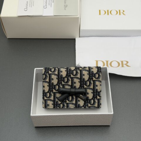 DIOR Promenade Glycine 钱包系列 型号：S2508 提花蓝/牛皮
