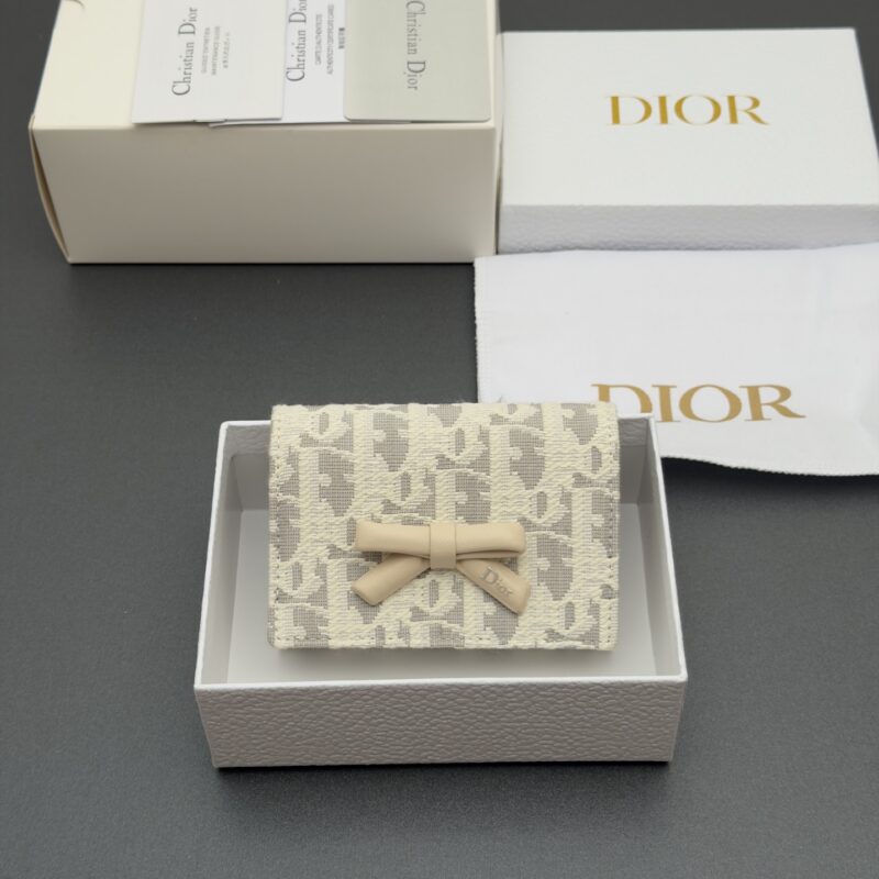 DIOR Promenade Glycine 钱包系列 型号:S2508 提花灰/奶白小牛皮