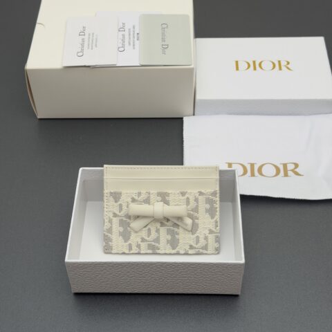 DIOR Promenade Freesia卡夹系列 型号：S2500 提花灰/奶白小牛皮