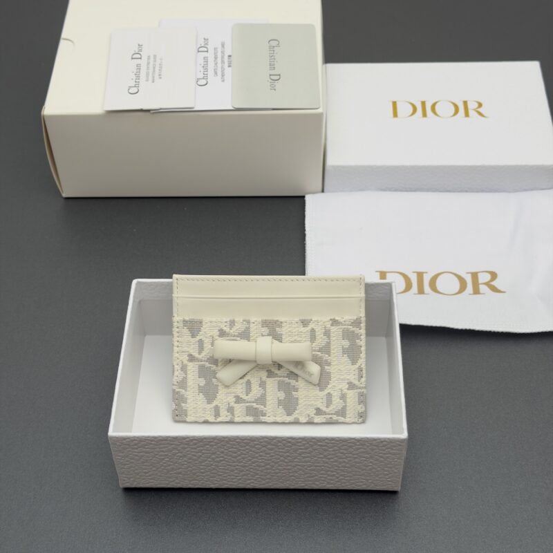 DIOR Promenade Freesia卡夹系列 型号:S2500 提花灰/奶白小牛皮