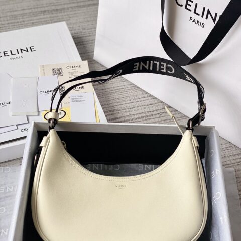 CELINE AVA 中号光滑牛皮革饰带手袋 款号：196963