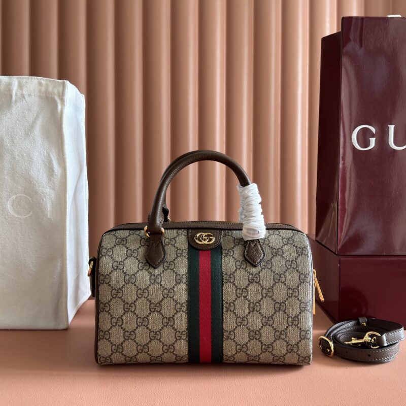 GUCCI  Ophidia系列GG小号手提包 型号：772061 啡pvc