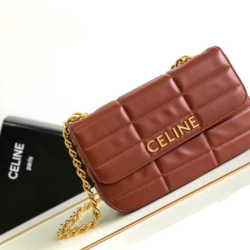 CELINE MATELASSÉ MONOCHROME绗缝羊皮革链条肩背包 编号：111273