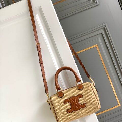 CELINE CUIR TRIOMPHE藤编编织牛皮革波士顿包 型号：197582