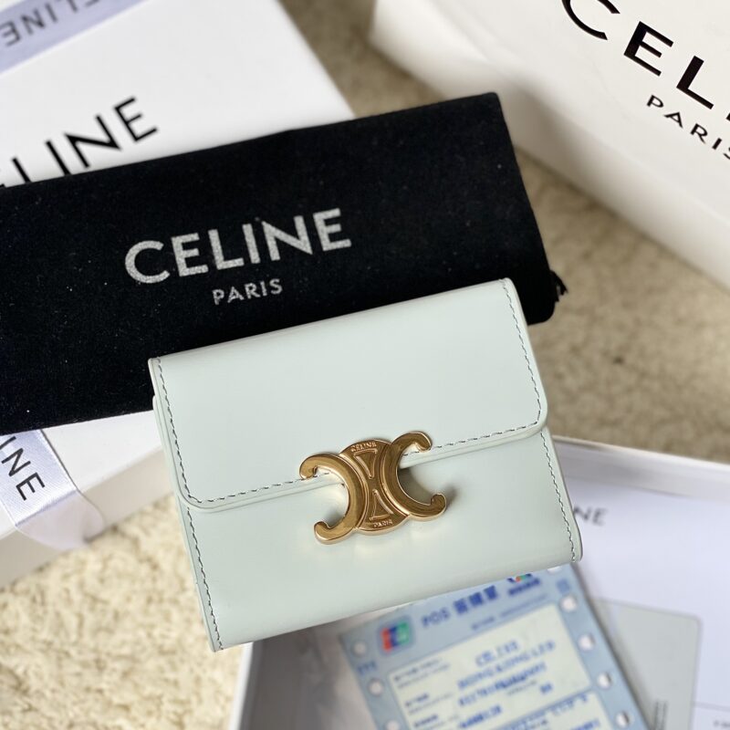 CELINE 新款亮泽牛皮革短款零钱包 款号:10I653