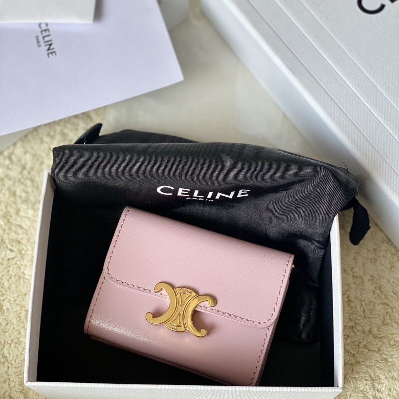 CELINE 新款亮泽牛皮革短款零钱包 款号：10I653
