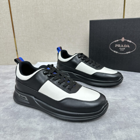 PRADA 新款男士厚底皮革运动休闲鞋