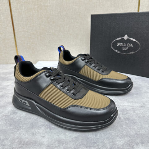 PRADA 新款男士厚底皮革运动休闲鞋