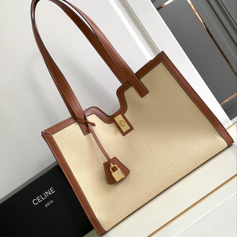CELINE  CABAS16织物牛皮革手袋 型号：112583