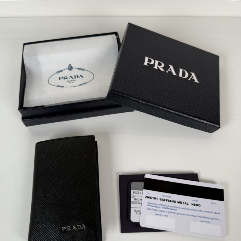 PRADA P家➡️十字纹男士卡夹，黑色，型号2MC101