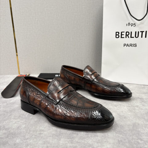 BERLUTI 新款男士手工擦色正装乐福鞋皮鞋