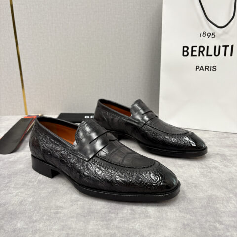 BERLUTI 新款男士手工擦色正装乐福鞋皮鞋