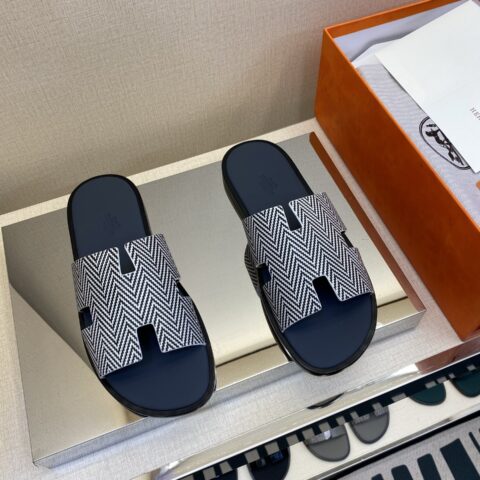 HERMES 男士真皮底拖鞋