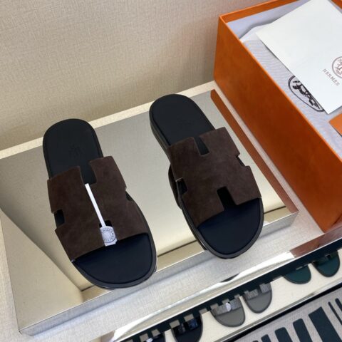 HERMES 男士真皮底拖鞋
