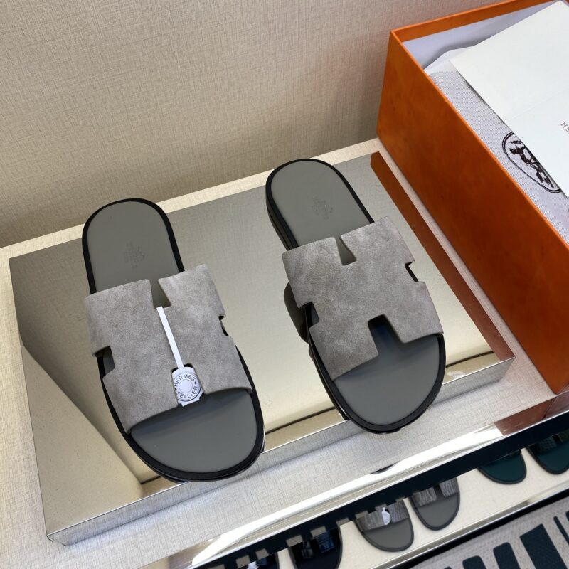 HERMES 男士真皮底拖鞋