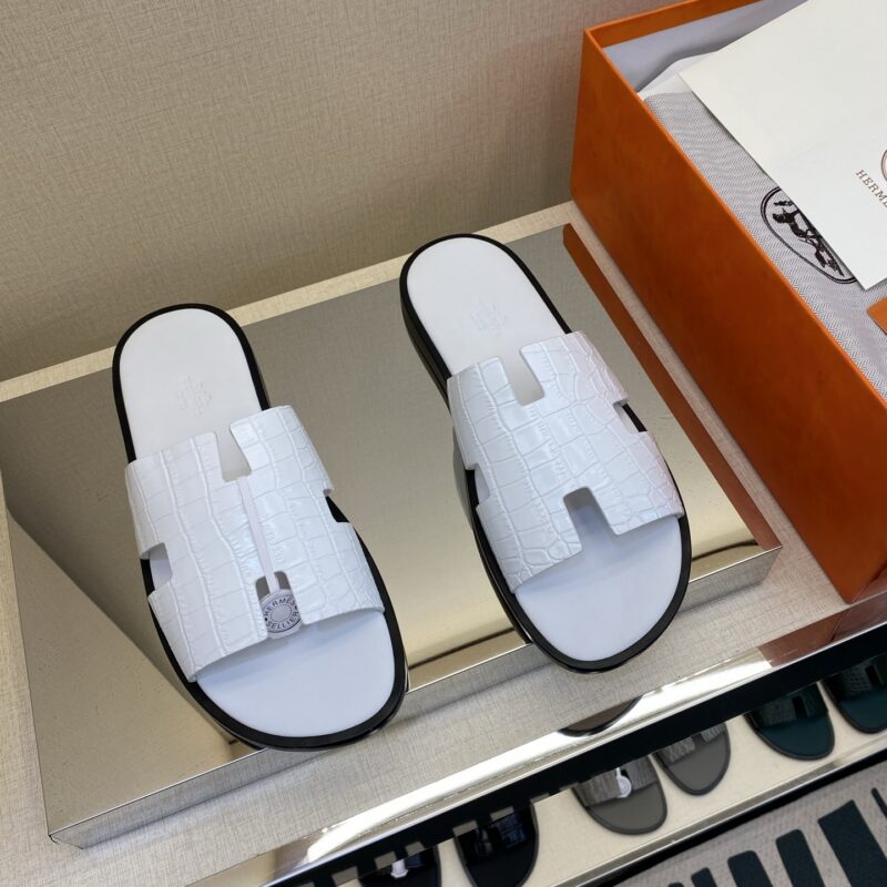 HERMES 男士真皮底拖鞋