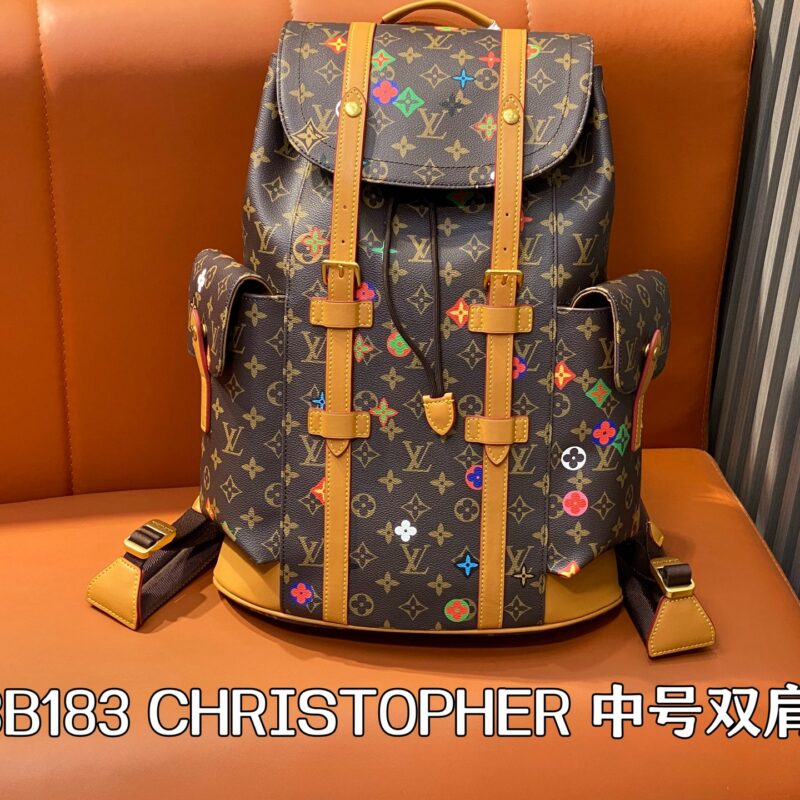 【原单精品】M3B183老花 彩印丝印双肩CHRISTOPHER 中号双肩包