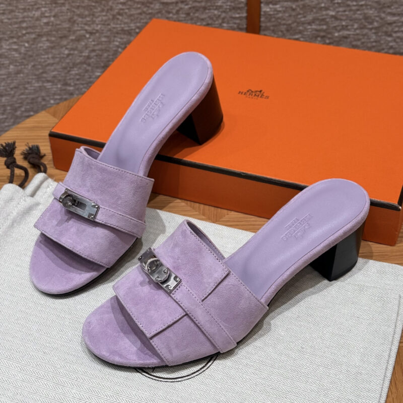 HERMES :187 Gigi kelly高跟鞋 紫色/purple 银扣