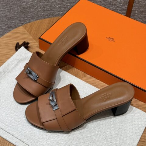HERMES :187 Gigi kelly高跟鞋 金棕色/37/Gold 银扣
