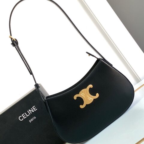 CELINE 2024🆕|TILLY中号亮泽牛皮革手袋黑色 编号:115703