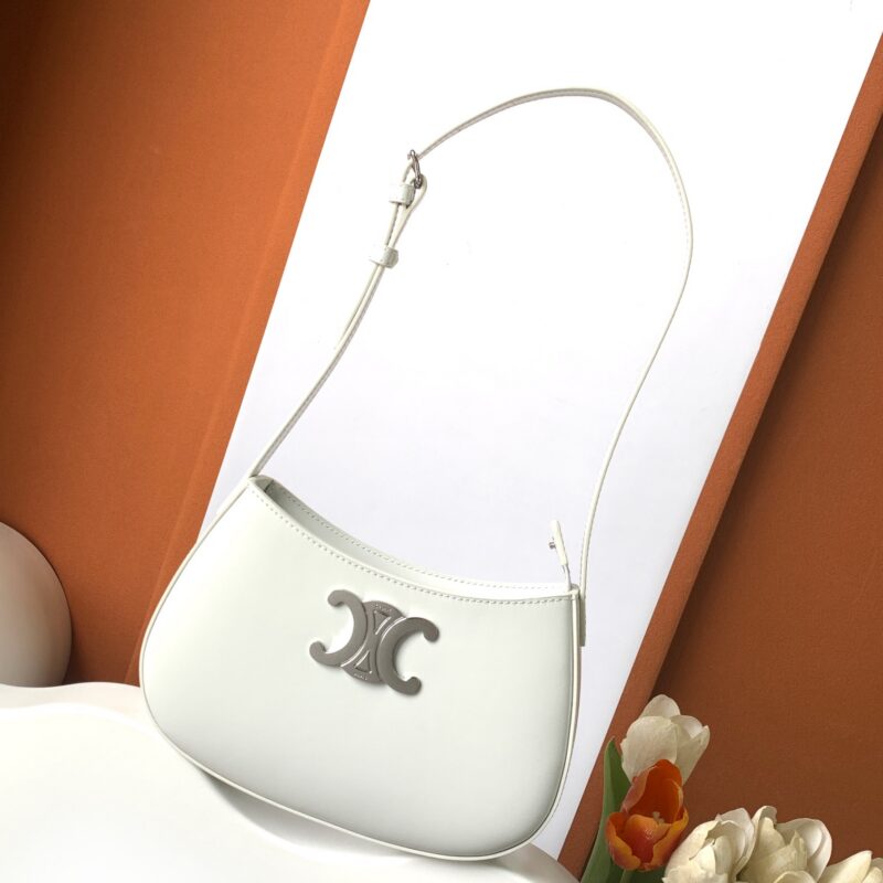 CELINE 2024|TILLY中号亮泽牛皮革手袋白色 编号:115703