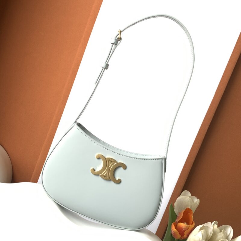 CELINE 2024｜TILLY中号亮泽牛皮革手袋绿色 编号：115703