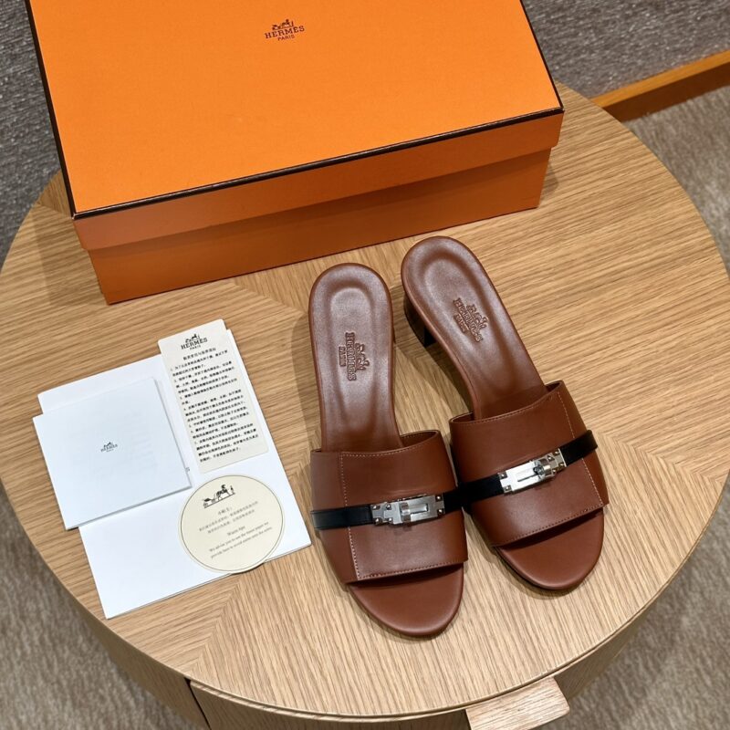 HERMES ：187 Gigi kelly高跟鞋 马鞍红/OG/Rouge Sellier/黑色/89/Black银扣