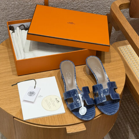HERMES ：185 Oasis 高跟凉鞋风暴蓝/N7/blue tempete