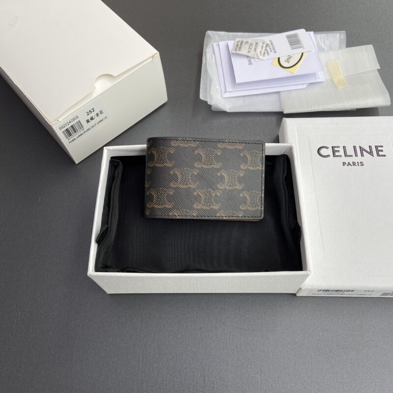 Celine TRIOMPHE标志印花橫款卡包 编号:10M252BZR.04LI252 黃褐/老花