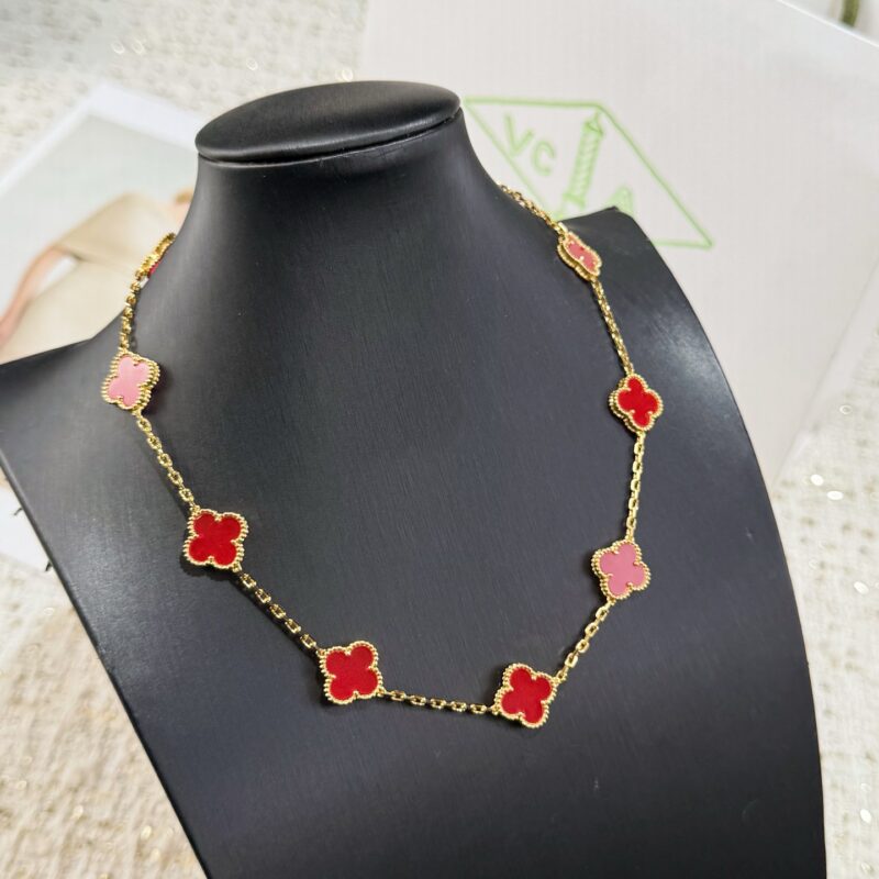 10花粉珐琅-CNC版本 Van Cleef &Arpels 梵克雅宝2026年新款粉珐琅四叶草10花项链