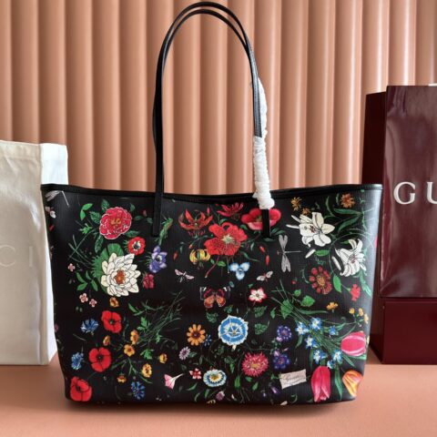 Gucci Flora涂层帆布黑色型号：A0034D