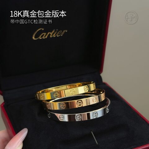 18K真金包金版本Cartier · 卡地亚 宽版无钻love手镯