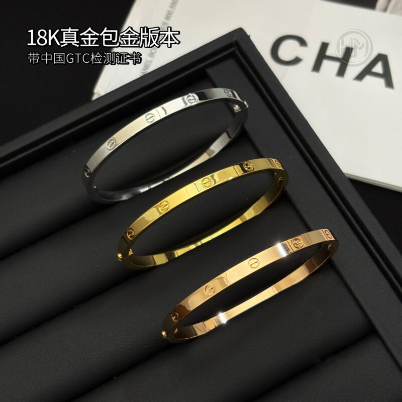 18K真金包金版本Cartier · 卡地亚 窄版无钻love手镯
