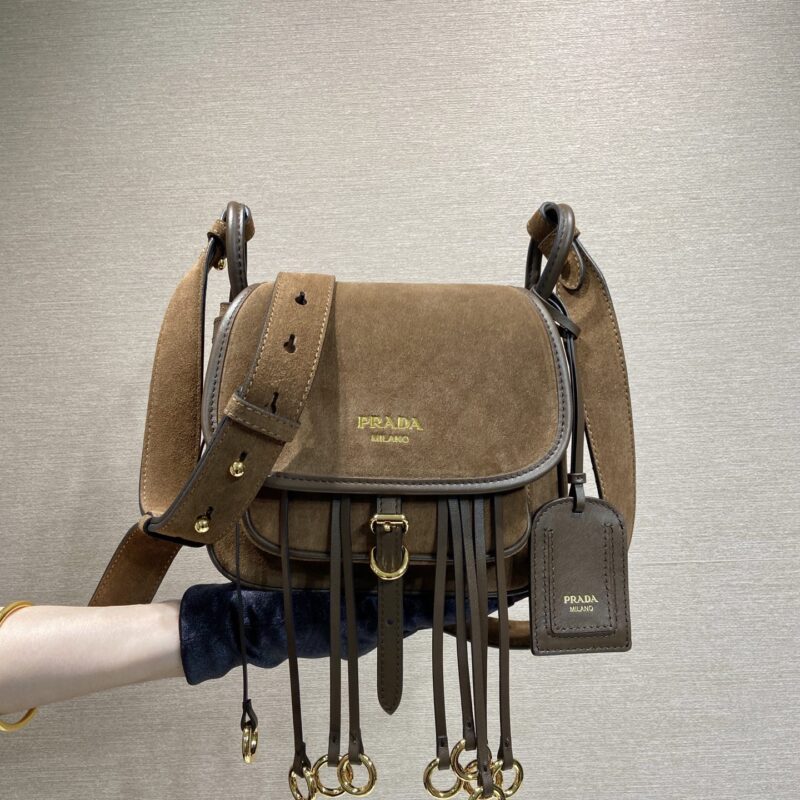 Prada新品Corsaire手袋麂皮马鞍包 1BD412