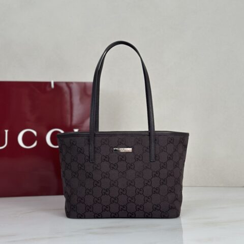 Gucci 款号875236 深棕布托特包