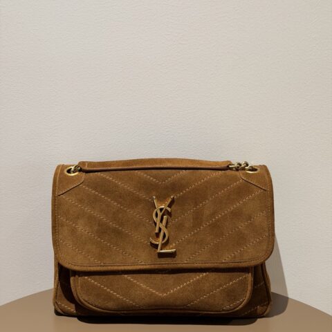 ysl【𝙉𝙞𝙠𝙞-𝟮𝟴𝙘𝙢】🎗麂皮焦糖金标 型号：498894