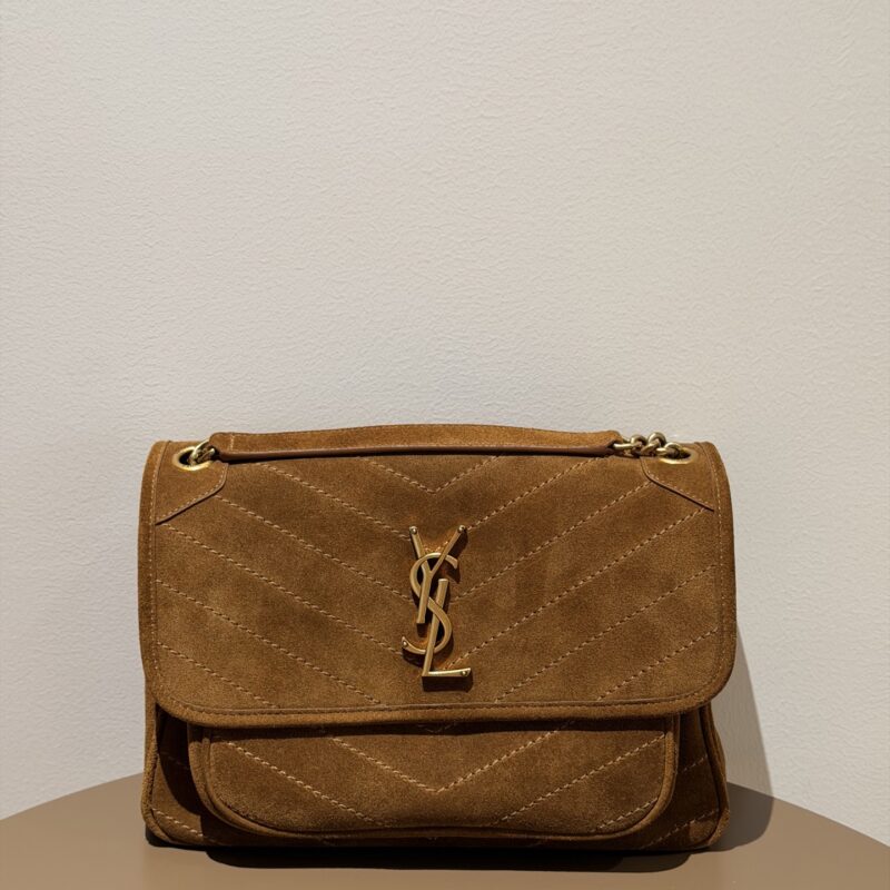 ysl【𝙉𝙞𝙠𝙞-𝟮𝟴𝙘𝙢】🎗麂皮焦糖金标 型号：498894