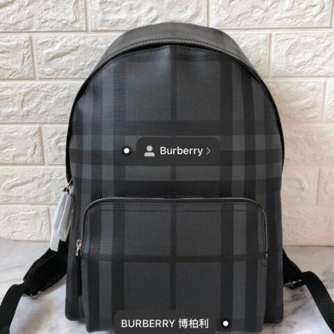 Burberry London灰格双肩包 型号8911