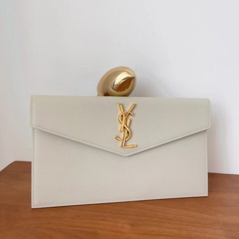 YSL 𝑼𝒑𝒕𝒐𝒘𝒏_鱼子酱手拿包白色 型号：565739