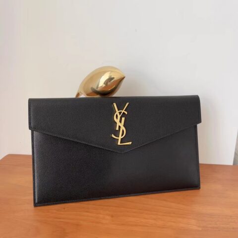 YSL 𝑼𝒑𝒕𝒐𝒘𝒏_鱼子酱手拿包黑色 型号：565739