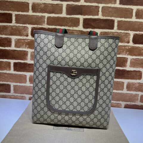Gucci GG Supreme 竖版托特包啡胶 款号744544